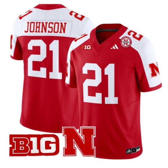 Mens Youths Size Available Emmett Johnson Stitched Jersey Vapor Scarlet White
